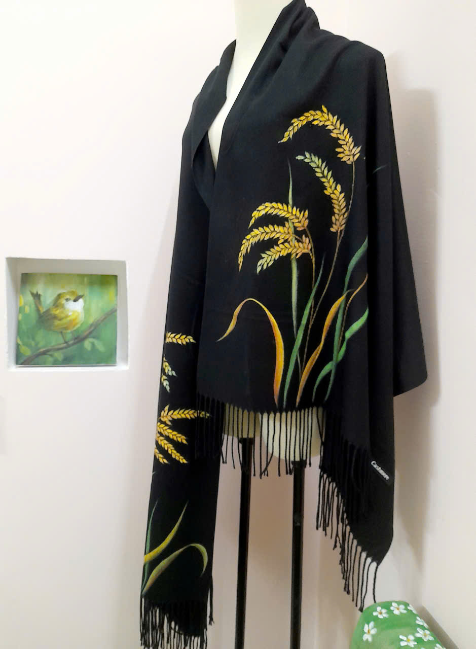 KHĂN CHOÀNG ART VẼ TAY KV010 - Họa tiết Bông Lúa VN - Hình ảnh 5