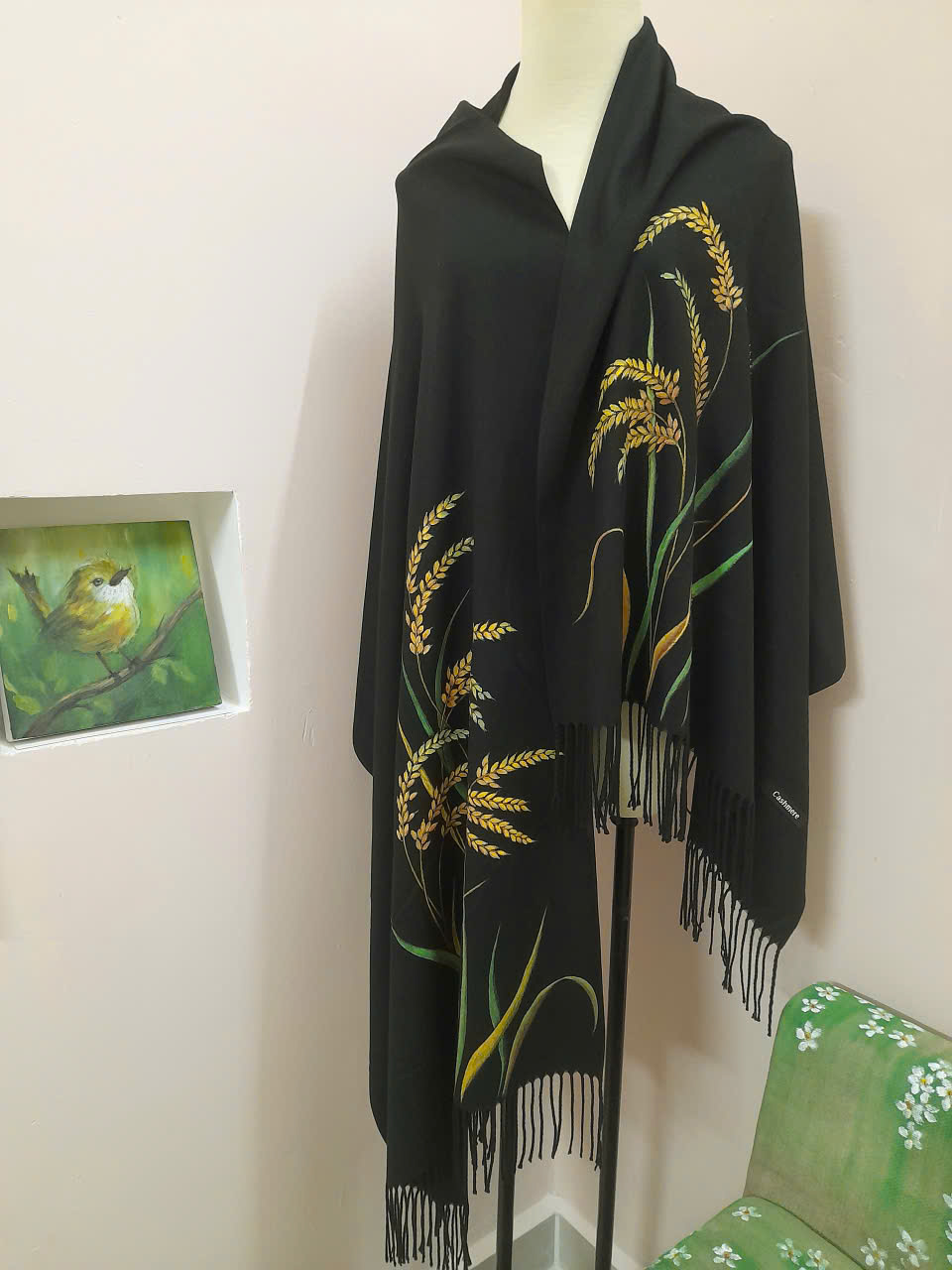 KHĂN CHOÀNG ART VẼ TAY KV010 - Họa tiết Bông Lúa VN